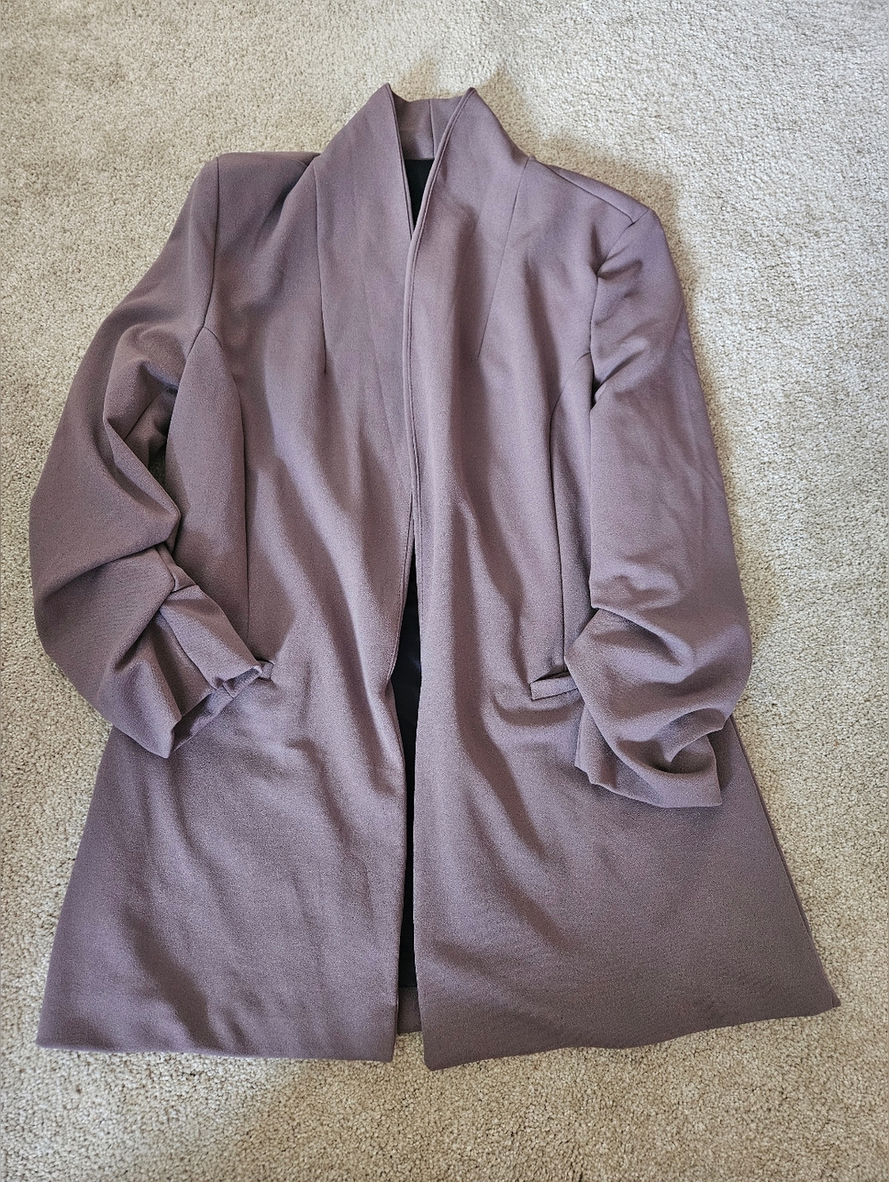 BBJ Los Angeles Cascade Front Knit Crepe Blazer, Purple, Small